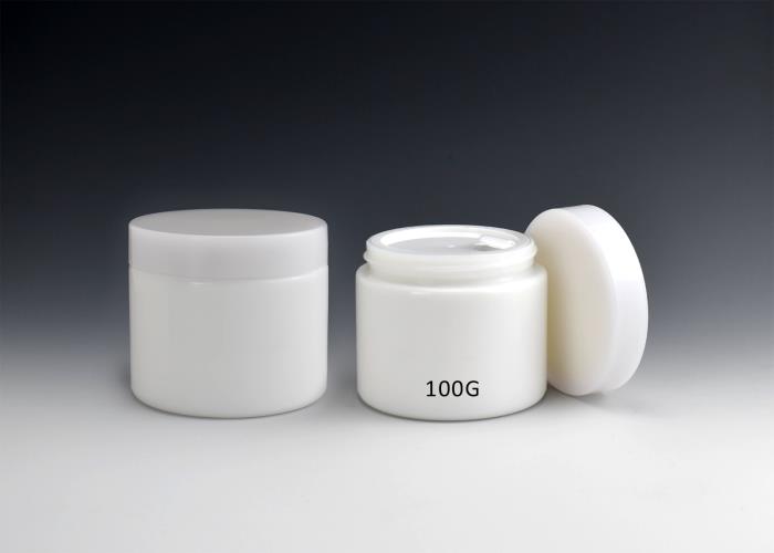 JG-AQ100W, 100ml Milky Jade Look Glass Cosmetic Jar with Lid